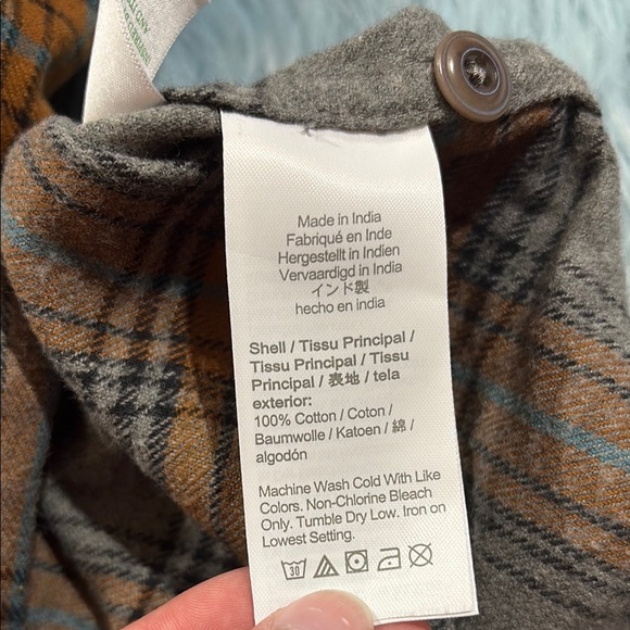 J. Crew Gray Orange Midweight flannel button front workshirt - Picture 8 of 9